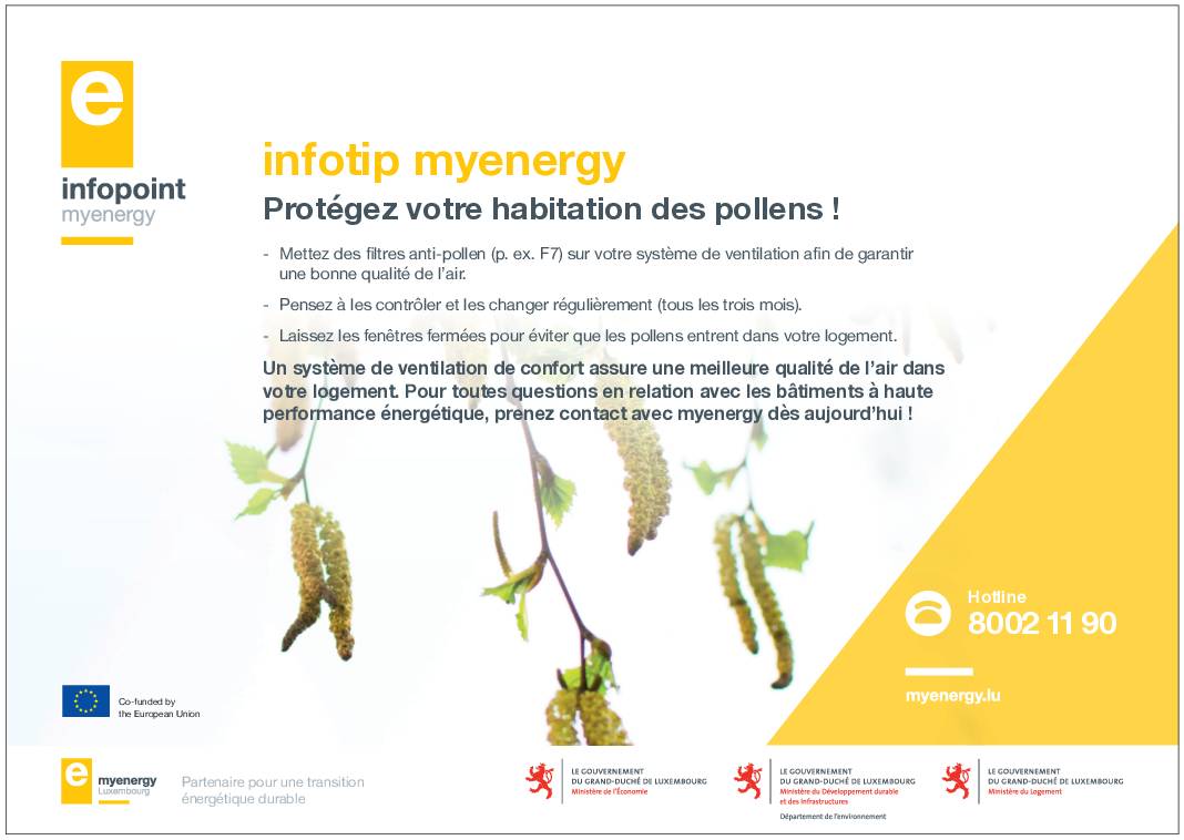 Infotip MyEnergy - Protégez votre habitation des pollens